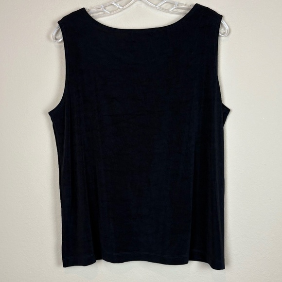 Travel Elegance Black Tank Top Blouse with Cream/Brown/Gold Shimmer Embroidery - Picture 6 of 8